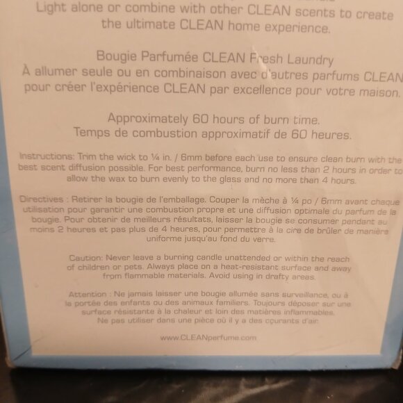 Clean Fresh Laundry Scented Candle 7.5oz/212g New With Box - Picture 2 of 4